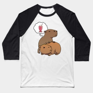 Capybara thirsty for a Strawberry Milkshake Baseball T-Shirt